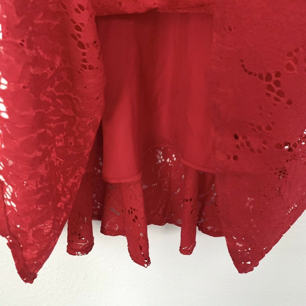 H&M Red Floral Lace Ruffle Drop Waist Dress - Picture 5 of 8